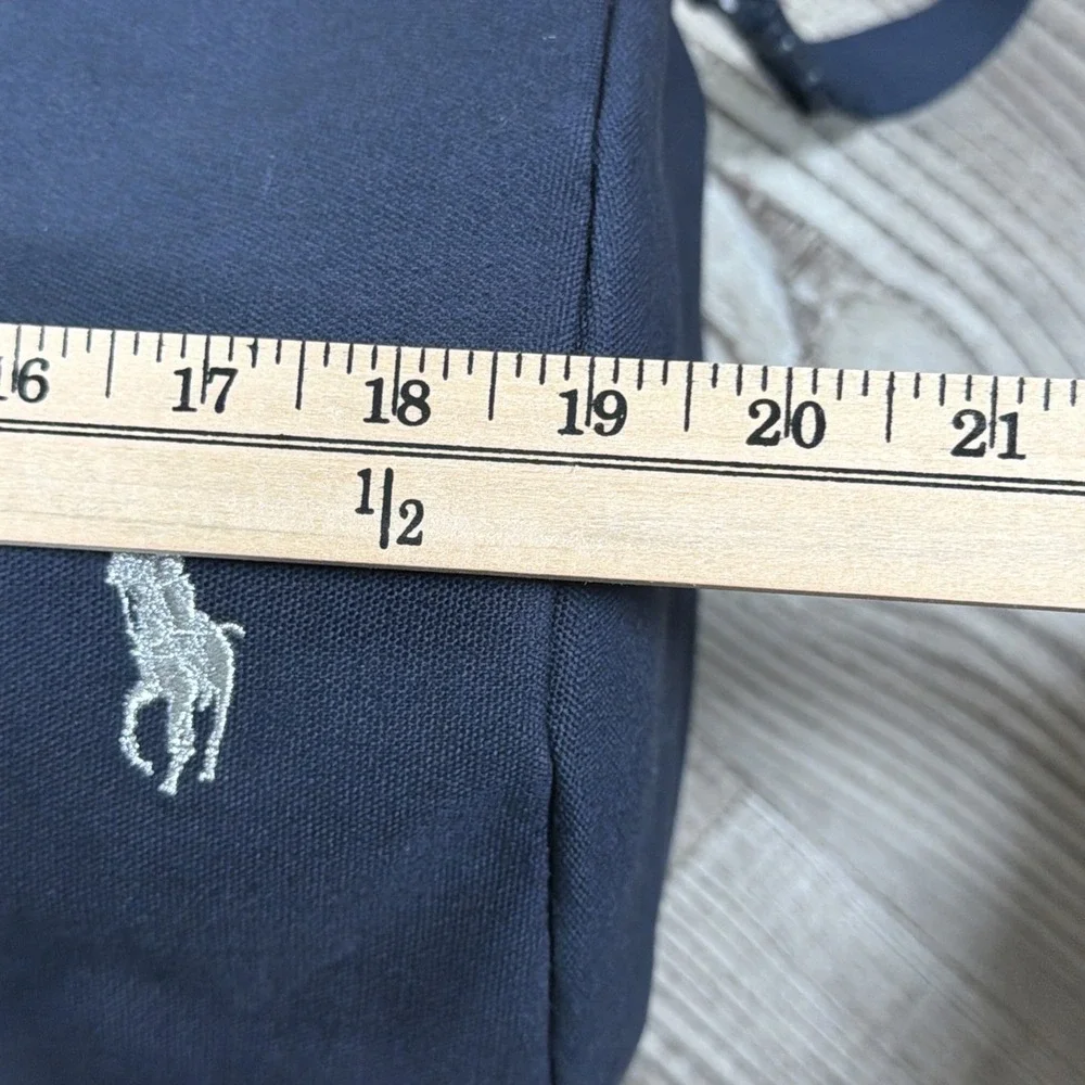 Polo Ralph Lauren Duffle Bag Navy Blue Spell Out Logo Gym Travel Shoulder Bag